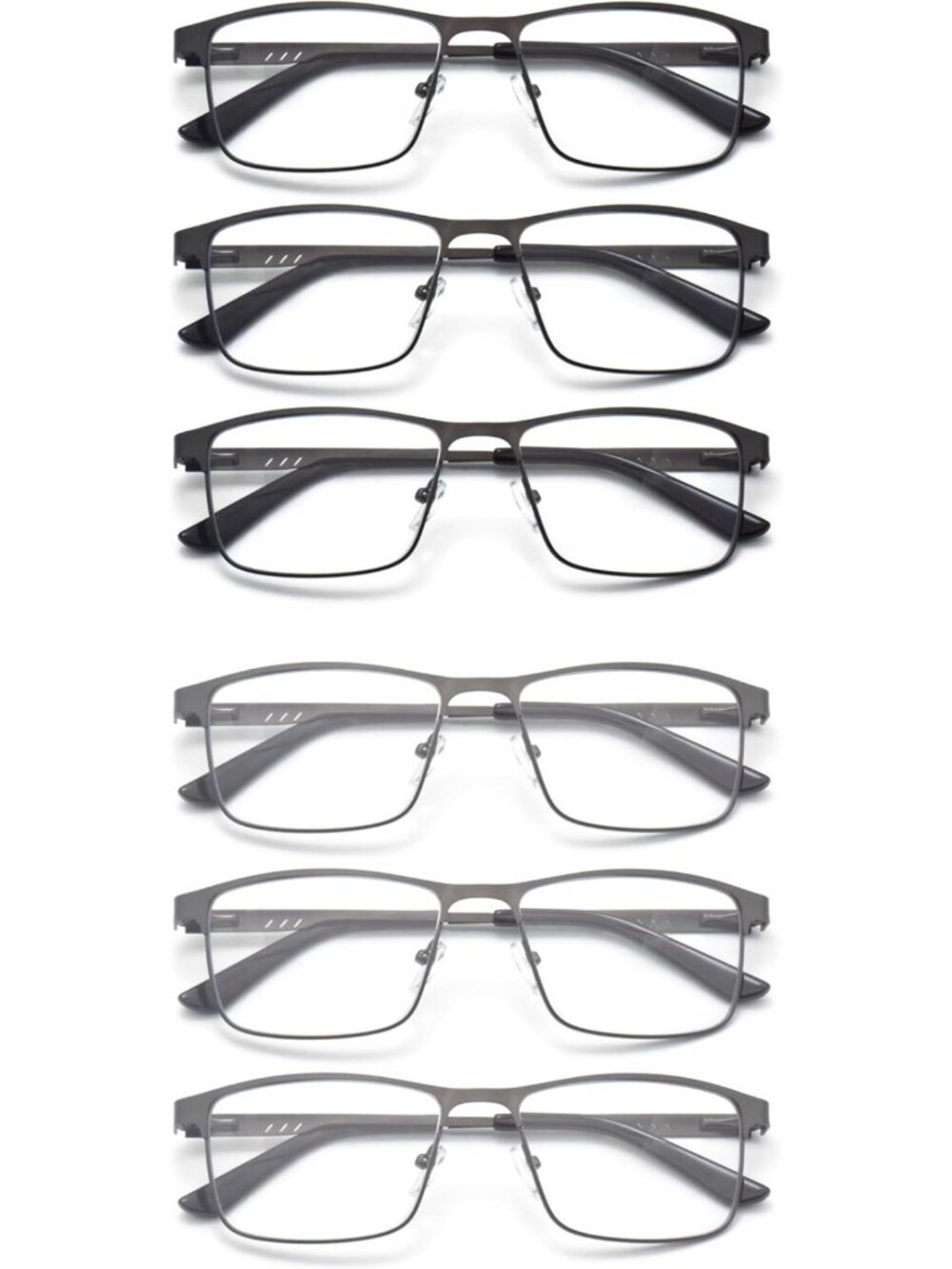 6-Pack Blue Light Blocking Reading Glasses for Men, Clear Lens, Spring Hinge